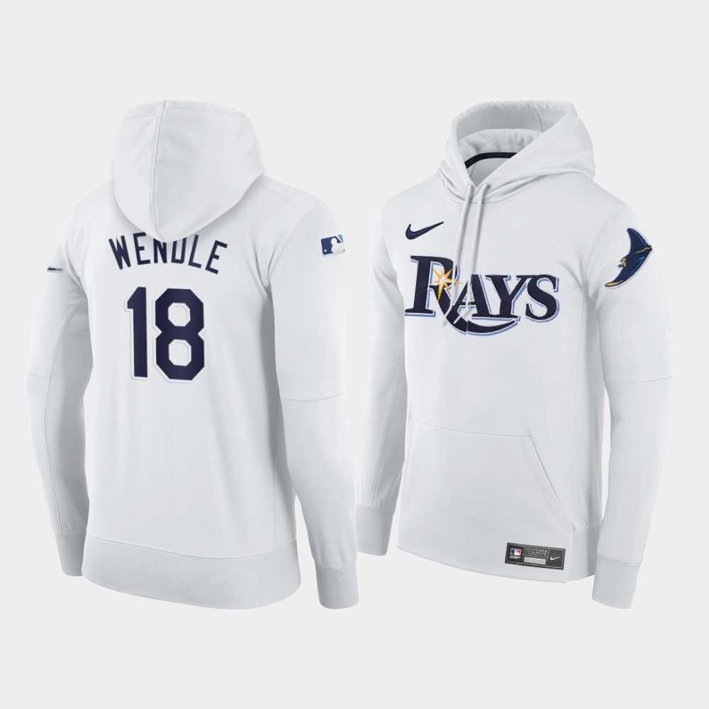Men Tampa Bay Rays 18 Wendle white home hoodie 2021 MLB Nike Jerseys